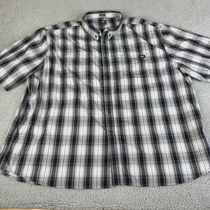 Dickies Shirt Mens 4XL Black White Plaid Relaxed Fit Workwear Button Big & Tall